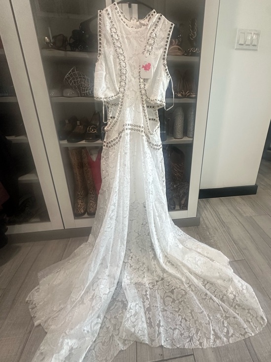 NWT L’atiste Lace Cutout Bridal style maxi dress summer boho fancy sz M festival - Picture 3 of 7